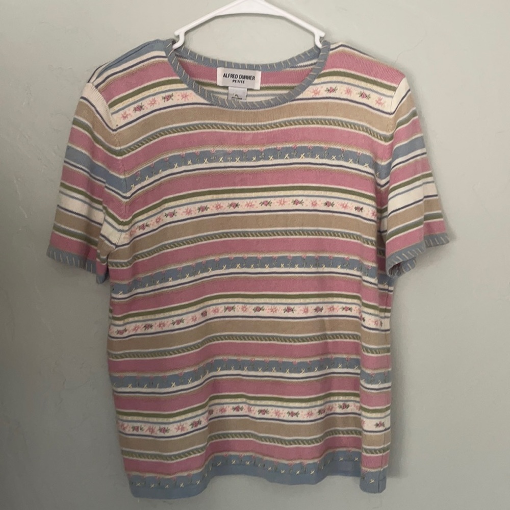 Vintage Sweater tee, custom embroidery and beading